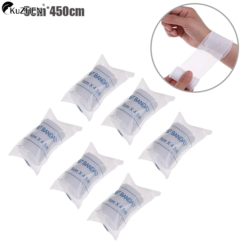 

6Pcs High Quality PBT Elastic Bandage First Aid Kit Gauze Roll Wound Dressing Nursing Emergency Care Bandage 4.5m