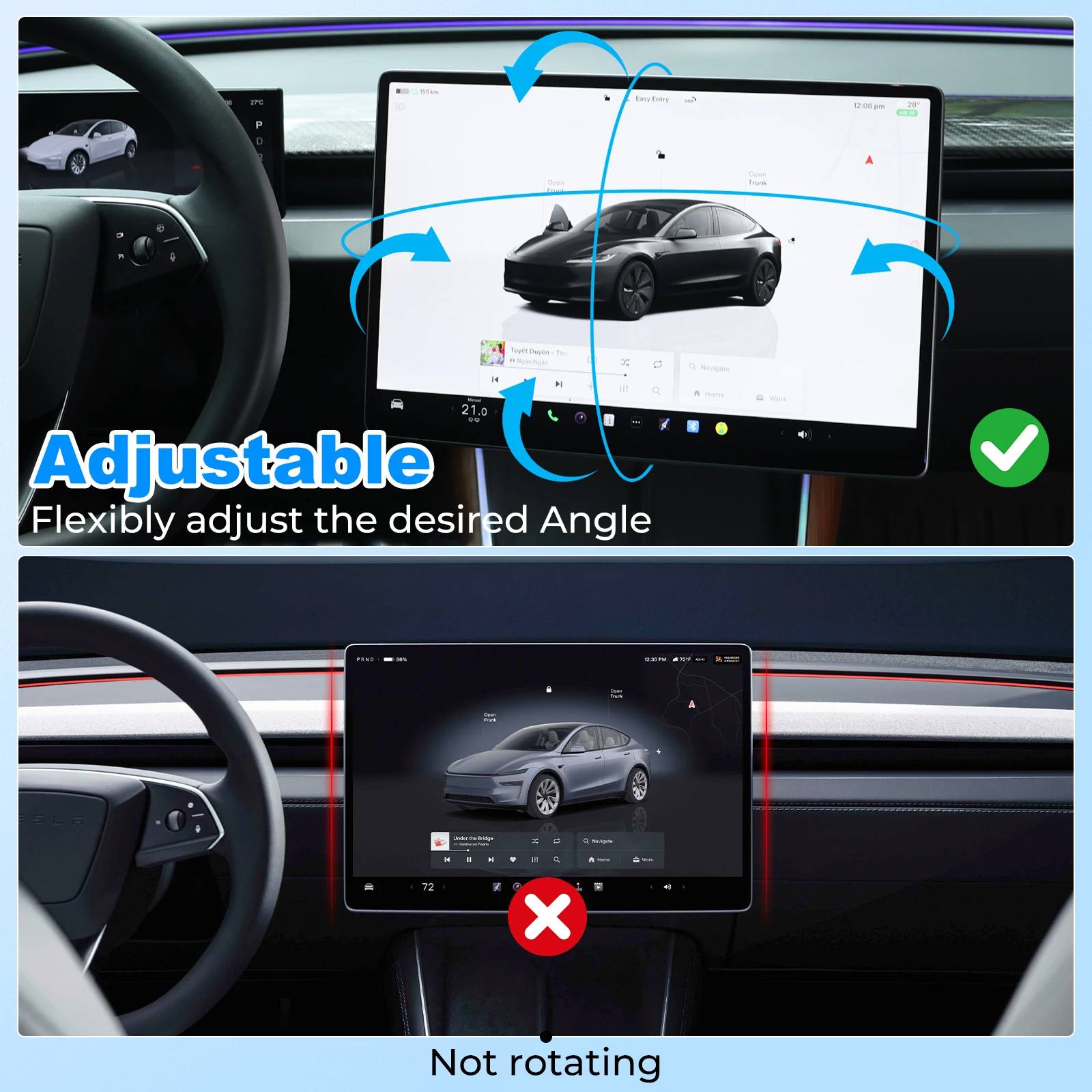 

For Tesla Model Y Juniper 2025 Car GPS Navigation Adjustment Holder For Model 3 Highland 2024 Central Control Screen Rotation