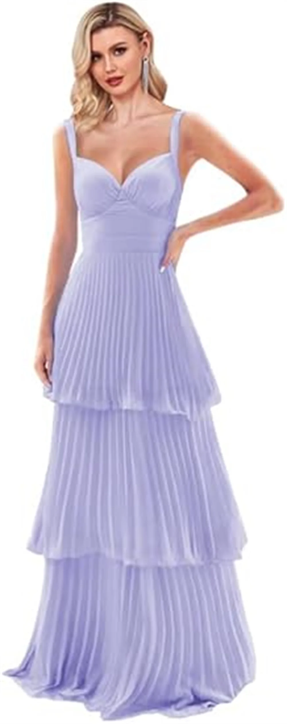 تخصيص السباغيتي الأشرطة الخامس الرقبة مطوي فساتين وصيفة الشرف المتدرج الكشكشة الشيفون طويل فساتين لحضور الحفلات الموسيقية ألف خط ماكسي فستان الحفلات