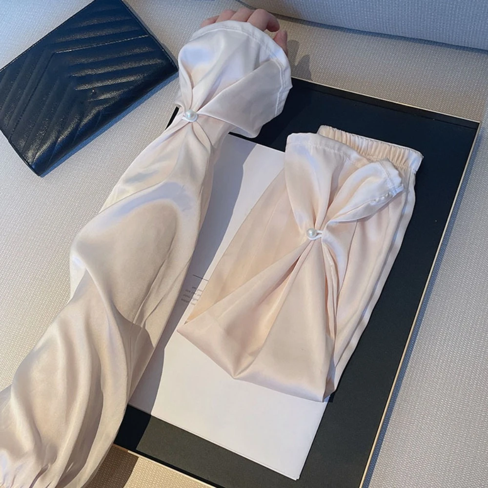 Sun Protection Silk Fabric Sleeves Pearl UV Protection Breathable Long Arm Sleeves Thin Hand Sleeves Yarn Arm Sunscreen Covers