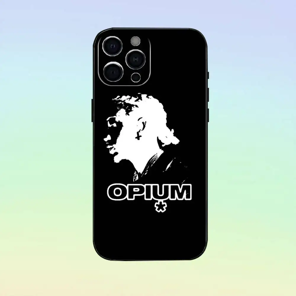 O-Opium Label Playboi Carti جراب هاتف سيليكون لينة آيفون 17 16 15 14 13 12 11 أسود لينة غطاء من السيليكون