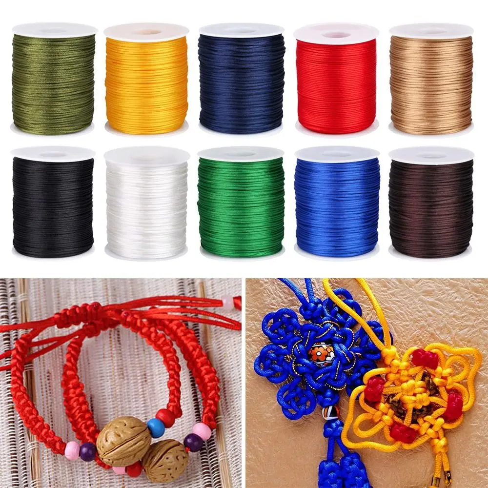 New 1.5mm Satin Cord 100M Solid Color Braided Cord Crafts Rope