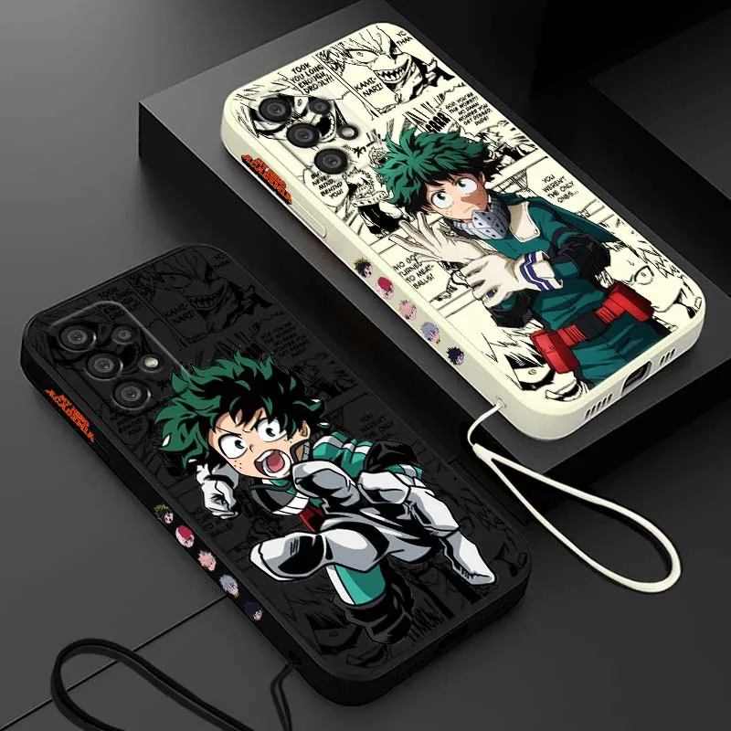 Anime My Hero Academia Cover For Samsung Galaxy A73 A71 A55 A54 A53 A51 A17 A16 A07 A06 A05 Liquid Left Rope Phone Case