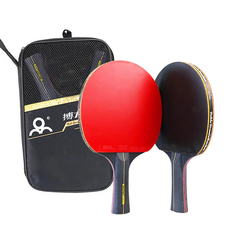 Raqueta de tenis de mesa de 6 estrellas, juego de raqueta de Ping Pong profesional, paleta de murciélago de hoja de alta calidad con bolsa, 2 piezas