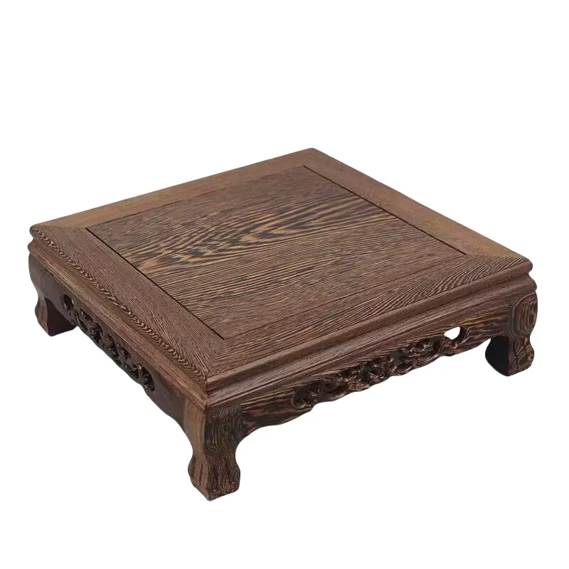 Natural Solid Wood Miniature Sorting Table Standing Flower Bases Tea Sets Pedestal Figurines Vase Flower Pot Rack Log Lathe
