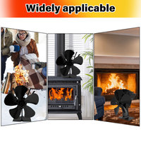 Heat Powered Stove Fan Eco Quiet Black 5 Blades Log Wood Burner Fireplace Fan Winter Warmer Home Efficient Heat Distribution