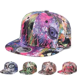 2024 Graffiti Printing Baseball Cap Men Bones Snapback Hat Women Flat Visor Hip Hop Caps Streetwear Sun Hats Random Pattern