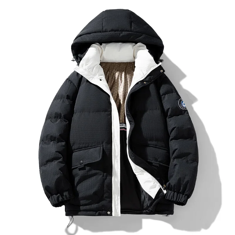 

Trendy Cotton-padded Jacket For Men 2024 Winter New Style Hip Hop Thickened Casual Hooded Parka Loose Fit Streetwear Coat