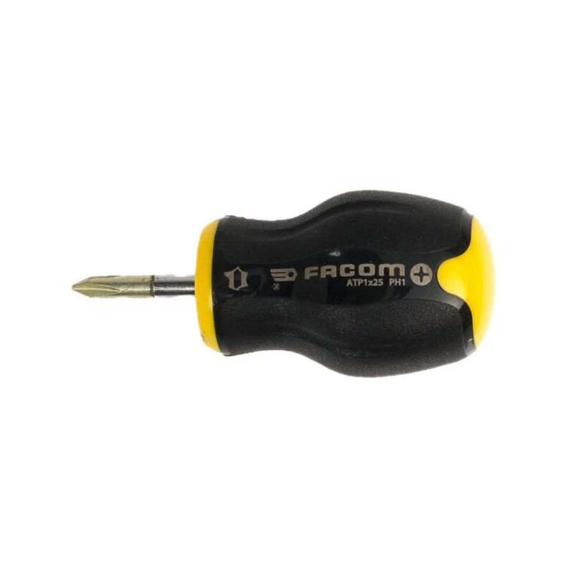 Facom ATP1X25 Short Handle Cross Screwdriver 1X25 Wear Resistant Durable Sharp Cut Cut Flat High Quality Materials