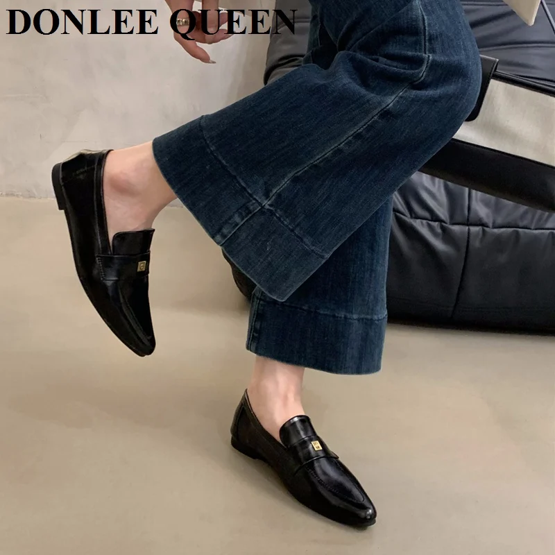 2024 Spring Women Pointed Toes Loafer Fashion Shallow Slip On Ladies Casual Soft Sole Flats Shoes Women Steet Style Shoes  Mujer