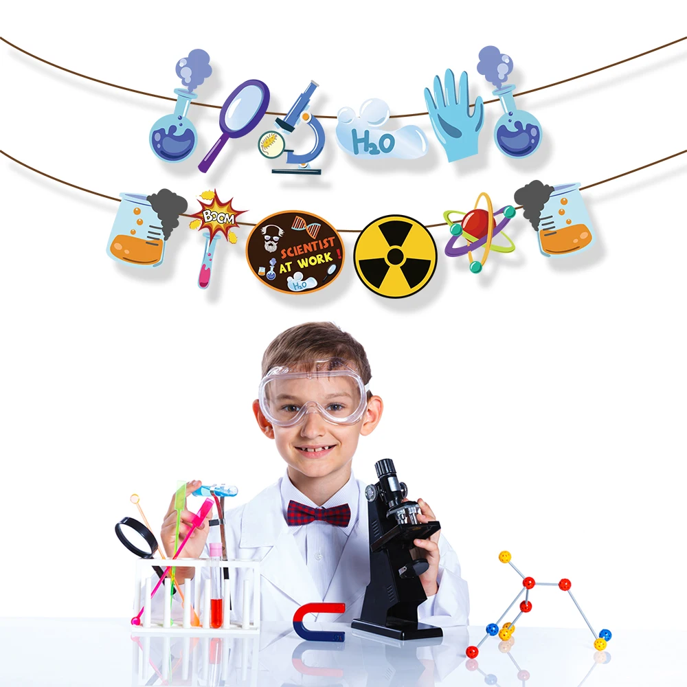 Kids Cool Party Science DNA Scientist Birthday Party Banner Disposable Tableware Baby Shower Party Tablecloths Decorations