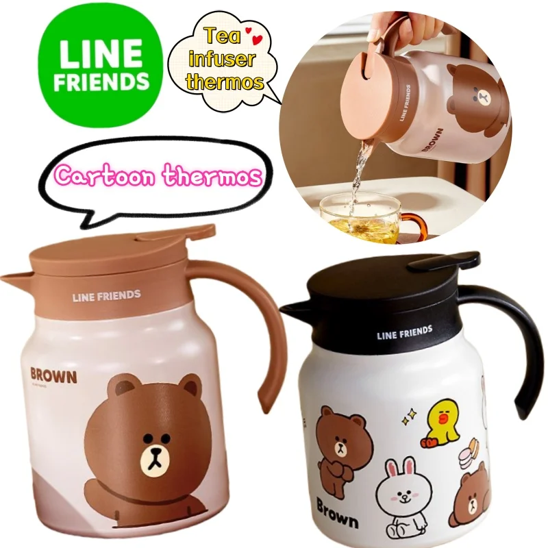 

Line friends Brown Cartoon Household Large Capacity Thermal Insulation Kettle Student Dormitory Creative Cute Hot Water Bottle