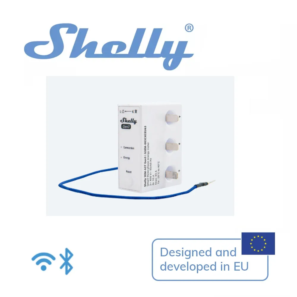 Shelly 3EM 63T（63W） Gen3 Three-Phase System Monitor Professional Setup Data Independent Circuit for Optimizing Energy Efficiency