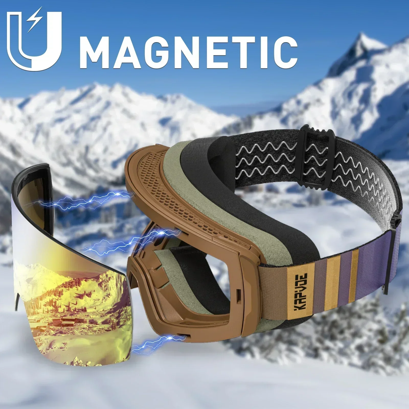 Kapvoe Ski Goggle Case Set Snowboard Anti-Fog for Men Women Eyewear Kit UV400 Snow Glasses Sunglasses with Extra Yellow LENS - view 5