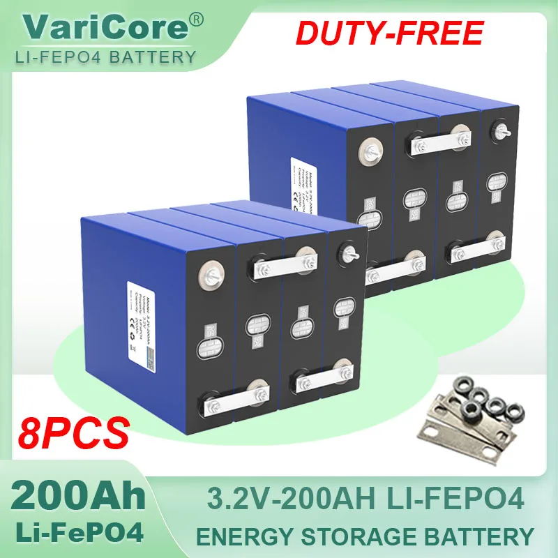 8pcs 3.2v 310Ah 304Ah 280Ah 135Ah 105ah Lifepo4 Battery Lithium Iron Phosphate Solar Cell 12v 24v Off-grid Solar Wind duty-free