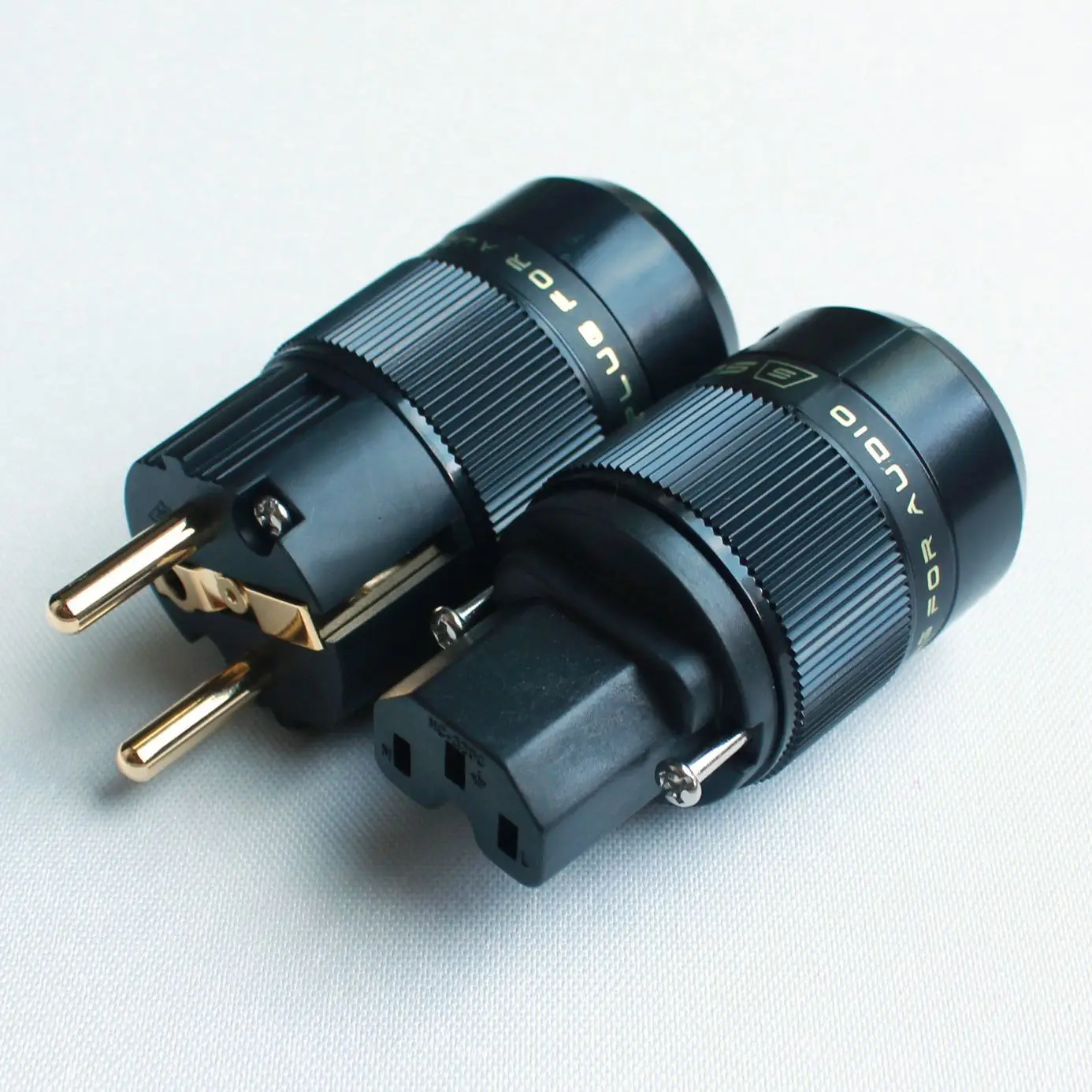 SonarQuest High Quality Hifi Schuko Power Plug EU European Male Female 24K Gold plated Diy SE-GE(B) + SE-GC(B)