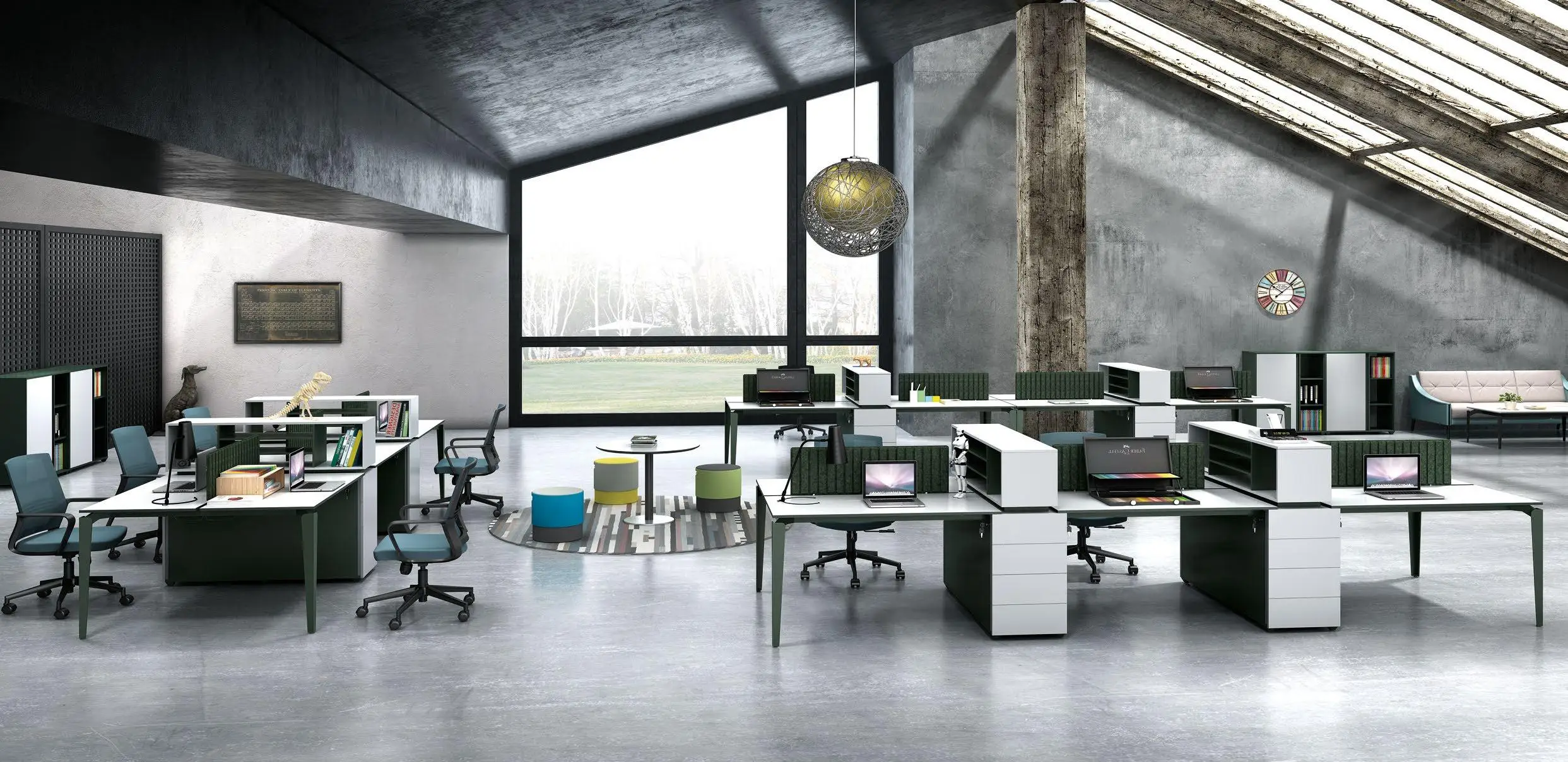 تصميم حديث وحدات أثاث المكاتب محطة عمل مكتب طاولة مكتب الموظفين بمقعدين