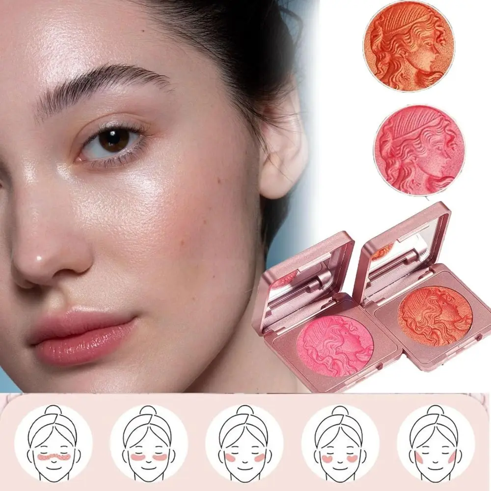 Mode Reliëf Blush Glad Poeder Natuurlijke Make-up Gezichtspoeder Blush Matte Gezicht Cosmetische Gereedschappen Poeder Blush Voor Wangen