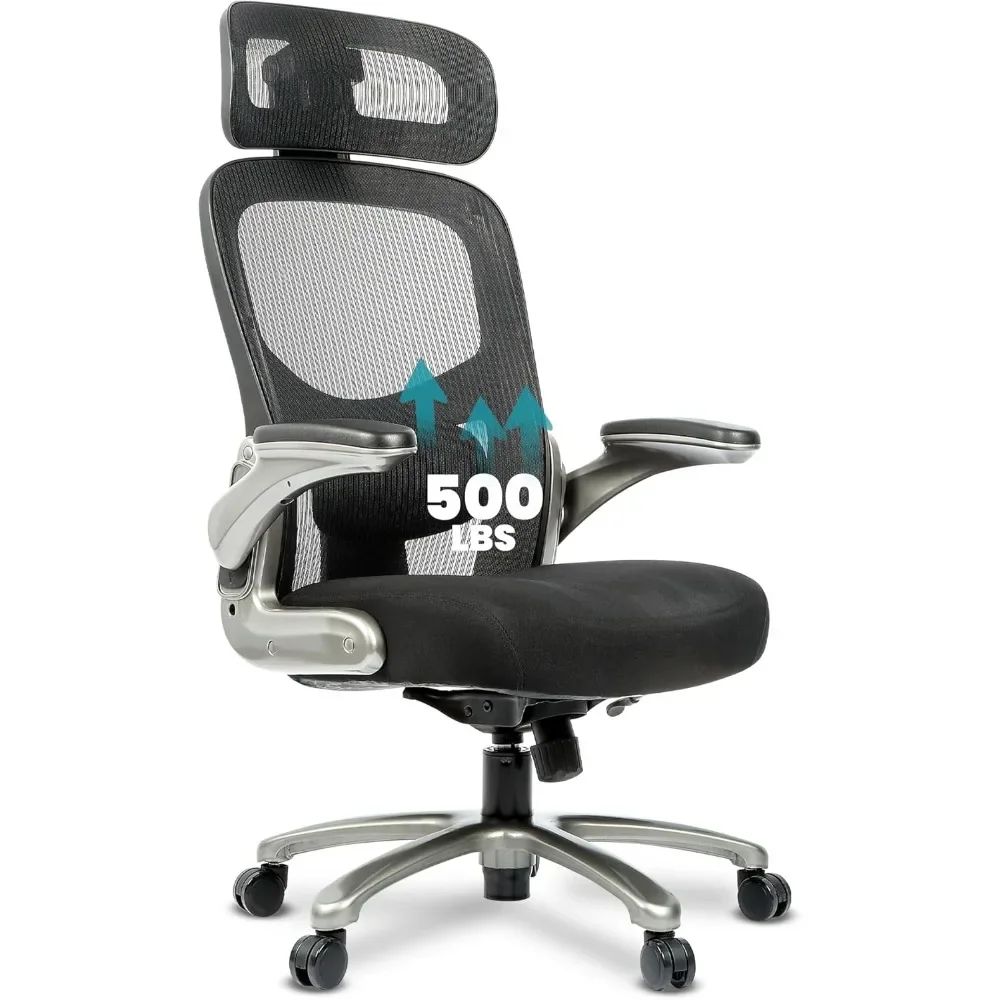 Office Chair, 500 Lb, Ergonomic Design Reversible Armrests,Swivel Offices Chairs with Scratch Resistant Wheels,Mesh Office Chair