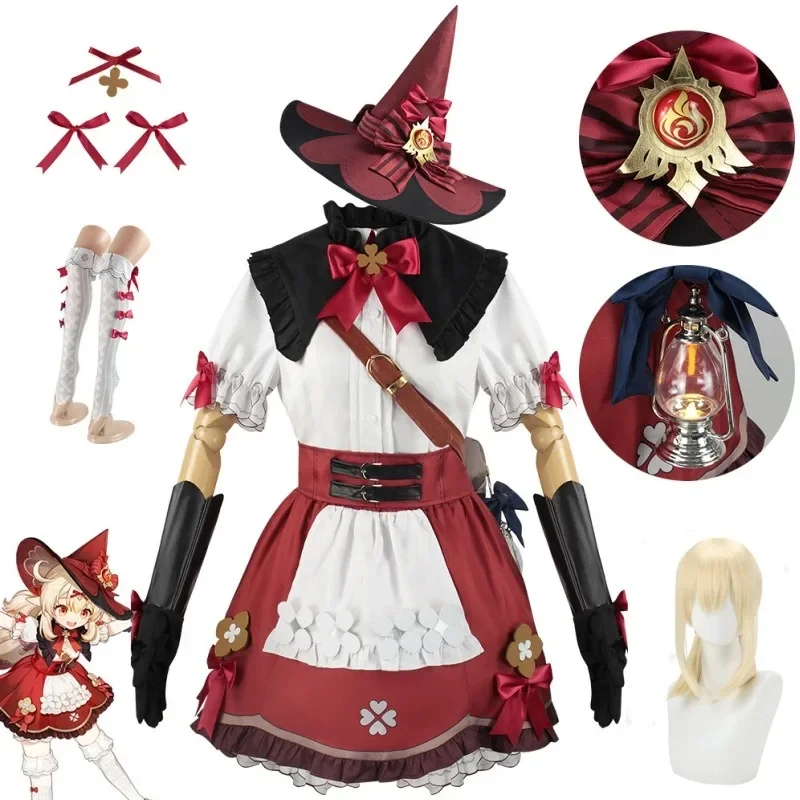 

Klee Cosplay Costume Game Genshin Impact Event collection clothing set Little witch cute dress hat gifts Halloween Party costume