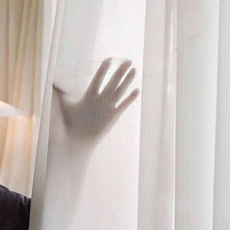 Simple Modern Japanese Style Mirror Veil White Gauze Heat Insulating Sun Protective Light Transmitting Opaque Custom Size
