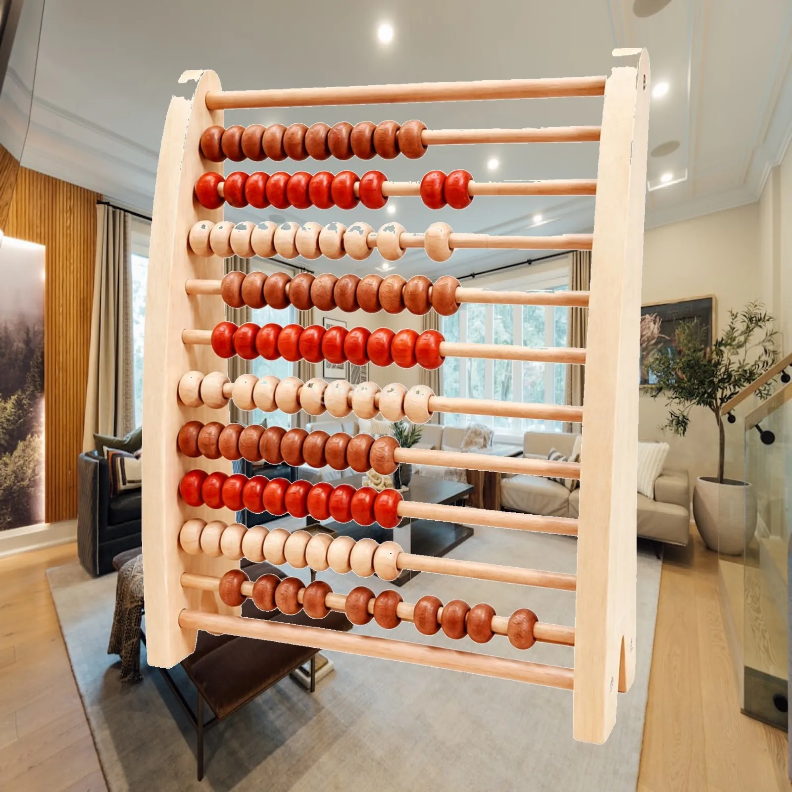 Wooden Abacus Freestanding Abacus with Beads Counting Frame with Beads Food-Grade Wooden Bead Counting Frame Safe