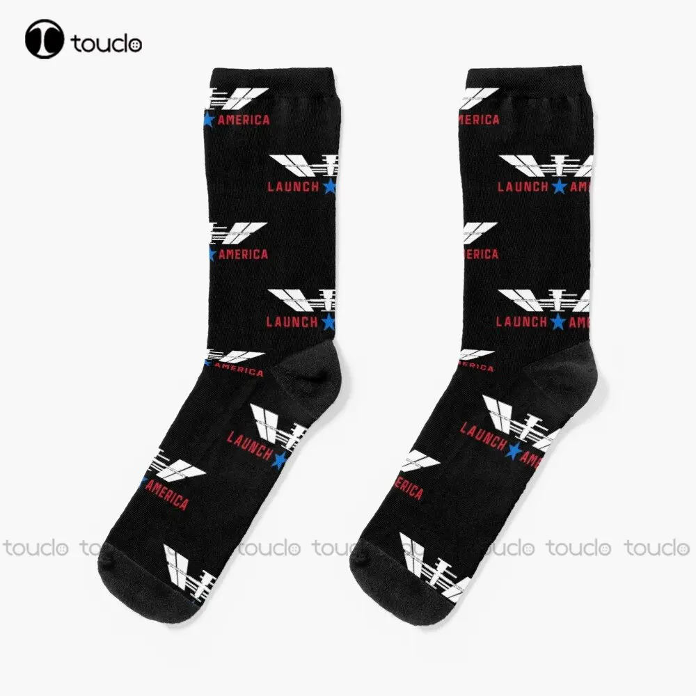 International Space Station Launch America Program Socks Navy Baseball Socks 360° Digital Printing Custom Gift Streetwear Funny