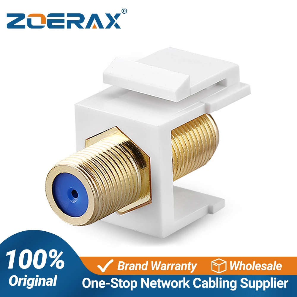 ZoeRax 10-Pack Coaxial Keystone Jack Insert, Gold-Plated RG6 Keystone Jack Insert F-Type Keystone Connectors