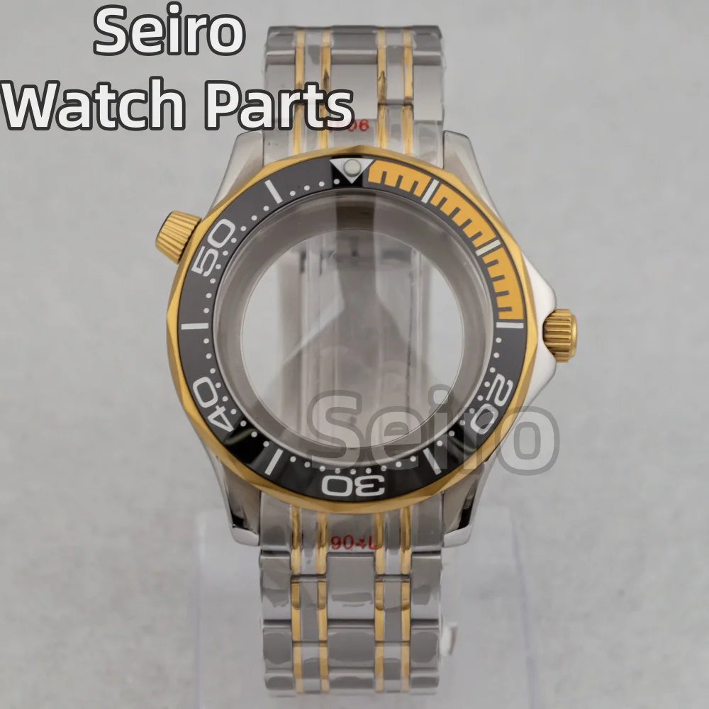 

41mm High Quality Gold Case Diver Watch Men's Case Dial for Seamaster 300 NH35 NH36 movement Stainless Steel Sapphire Watch Case