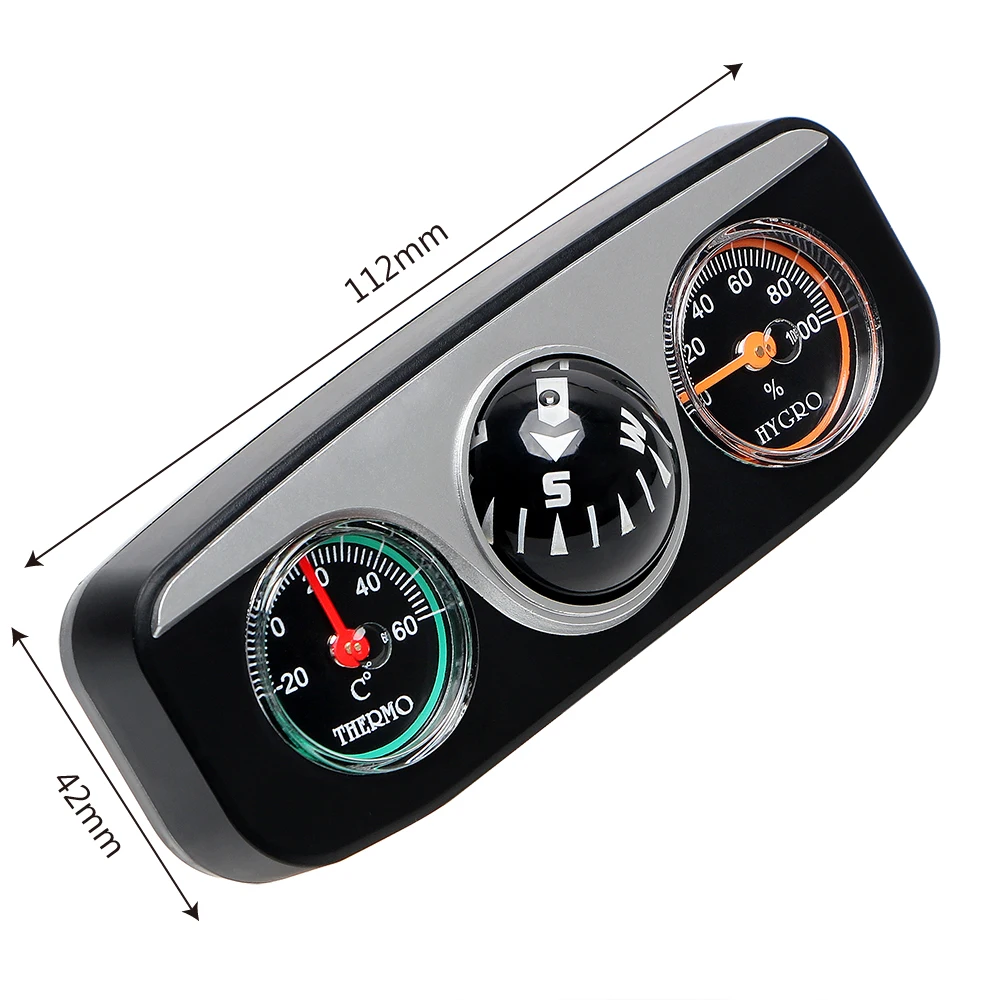 Car Ornaments Decoration 3 in 1 Guide Ball For Auto Boat Vehicles Compass Thermometer Hygrometer Interior Accessories