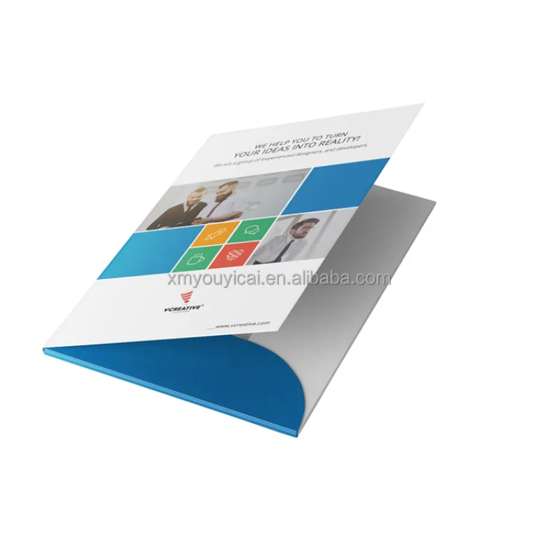 Pasta de arquivo de apresentação de papel de papelão impressa personalizada A4 A5 9x12 polegadas para documentos