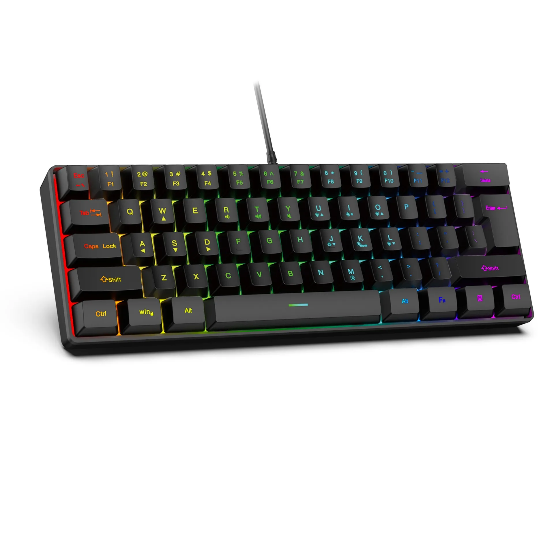 Keyboard Berkabel USB 61 Tombol Lampu Latar RGB Desktop Portabel Keyboard Membran Komputer Kantor untuk Tablet Windows Laptop Gamer