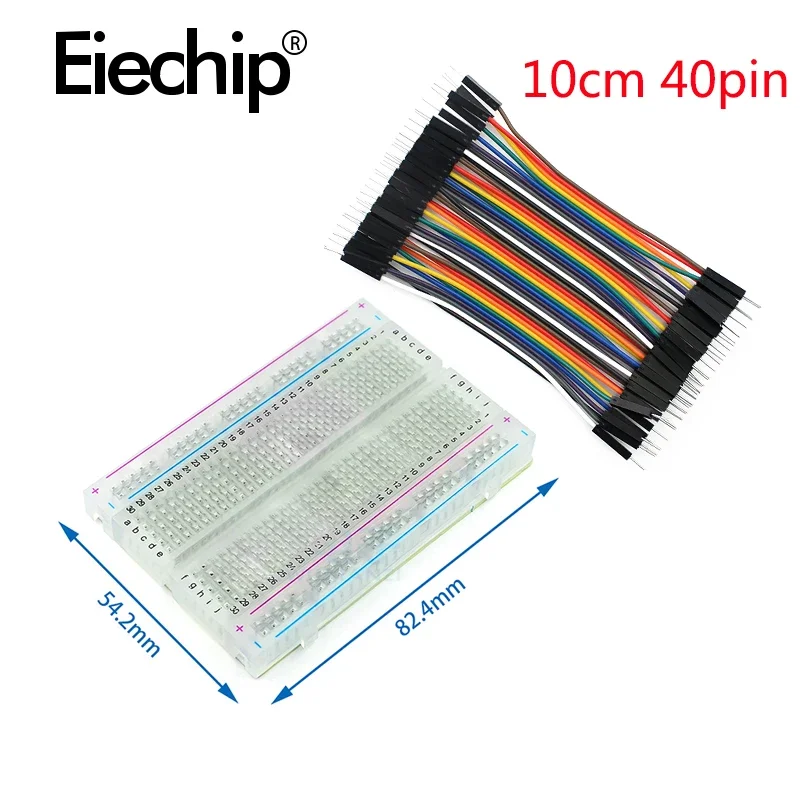 400 Points Solderless PCB Breadboard Mini Test Protoboard 8.5CM x 5.5CM transparent Bread Board Male to Male Dupont Cable DIY