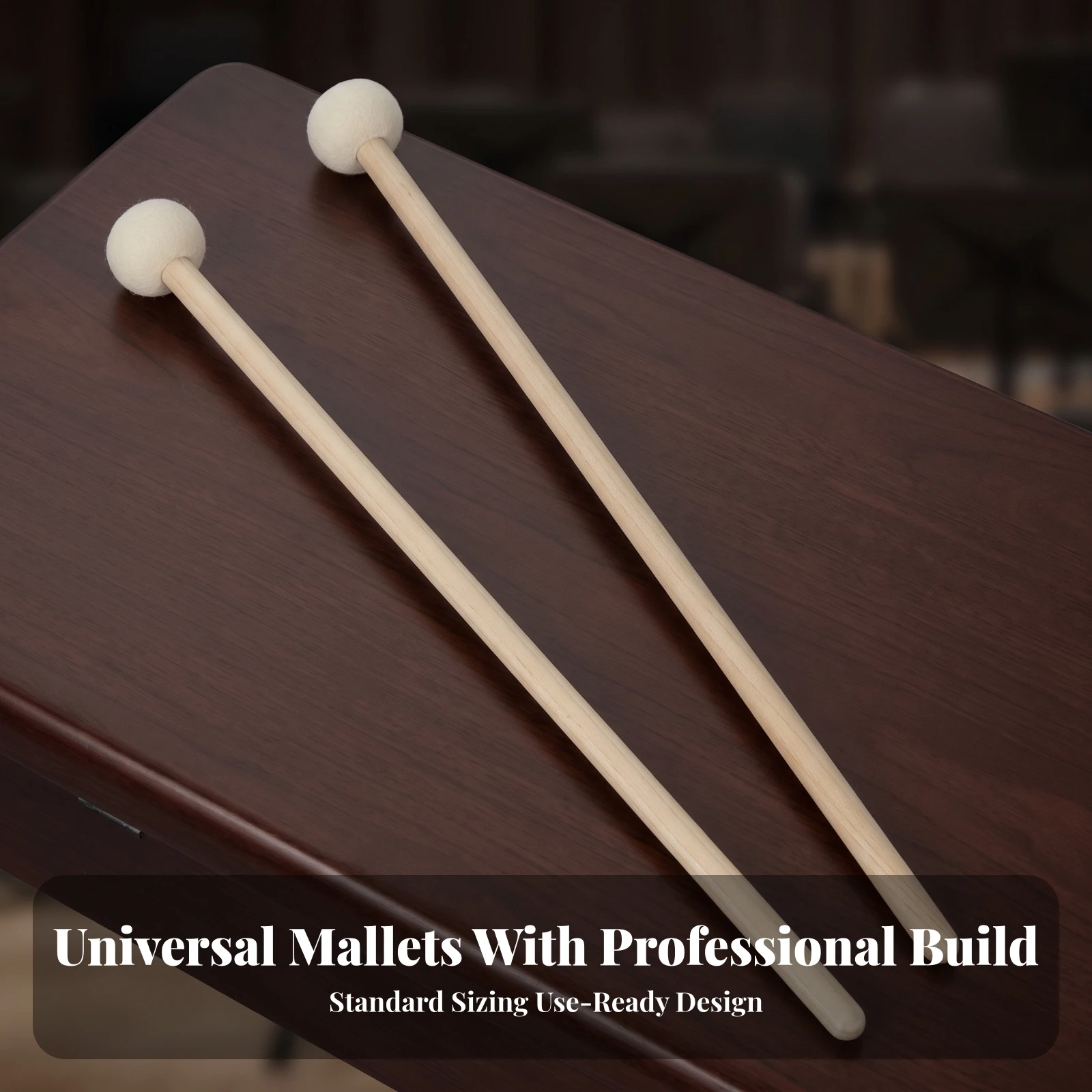 Timpani Mallets with Felt Heads Robust Orchestral Timpani Sticks Drum Mallets with Felt Head Wear-Resistant Multi-Purpose