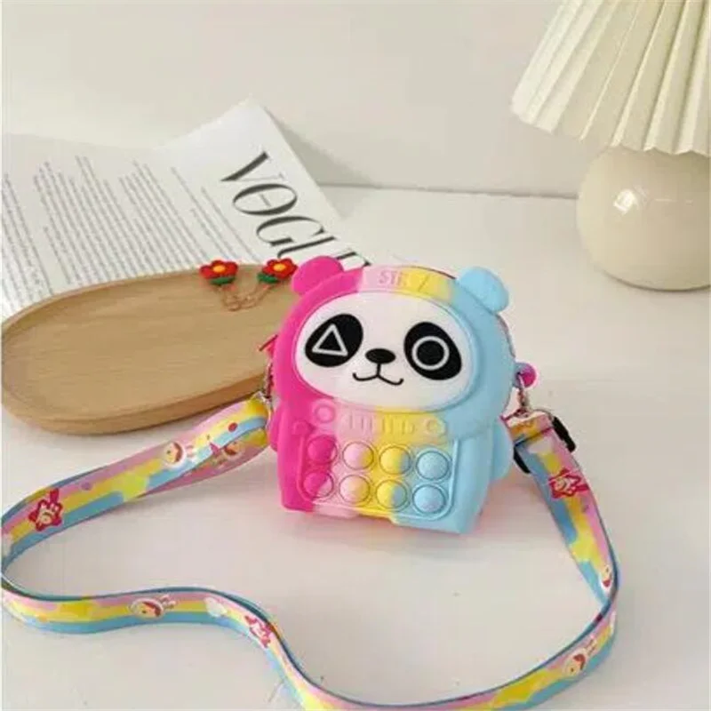 Children's One Shoulder Messenger Bag Silicone Bag Cartoon Zipper Cross Body Bag Colour Youngster Shoulder Bag