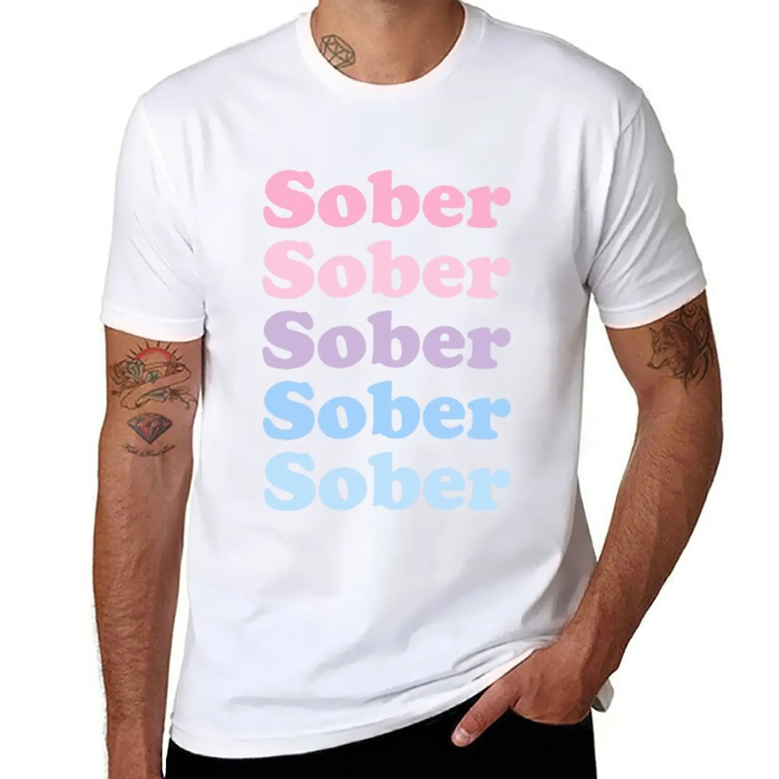 

New Sober repeating pastels T-Shirt plus size t shirts heavyweight t shirts Tee shirt mens clothing