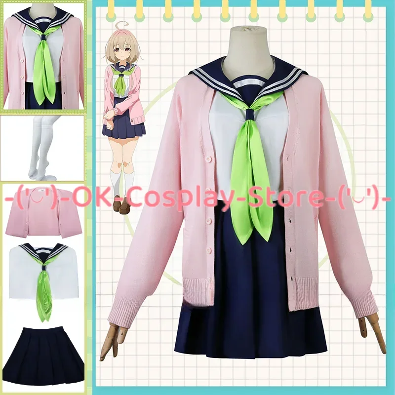 Kinu Tanukikoji Cosplay Costume Anime Shikanoko Nokonoko Koshitantan JK Dress Skirt Uniform Knitwear Stockings Halloween Party