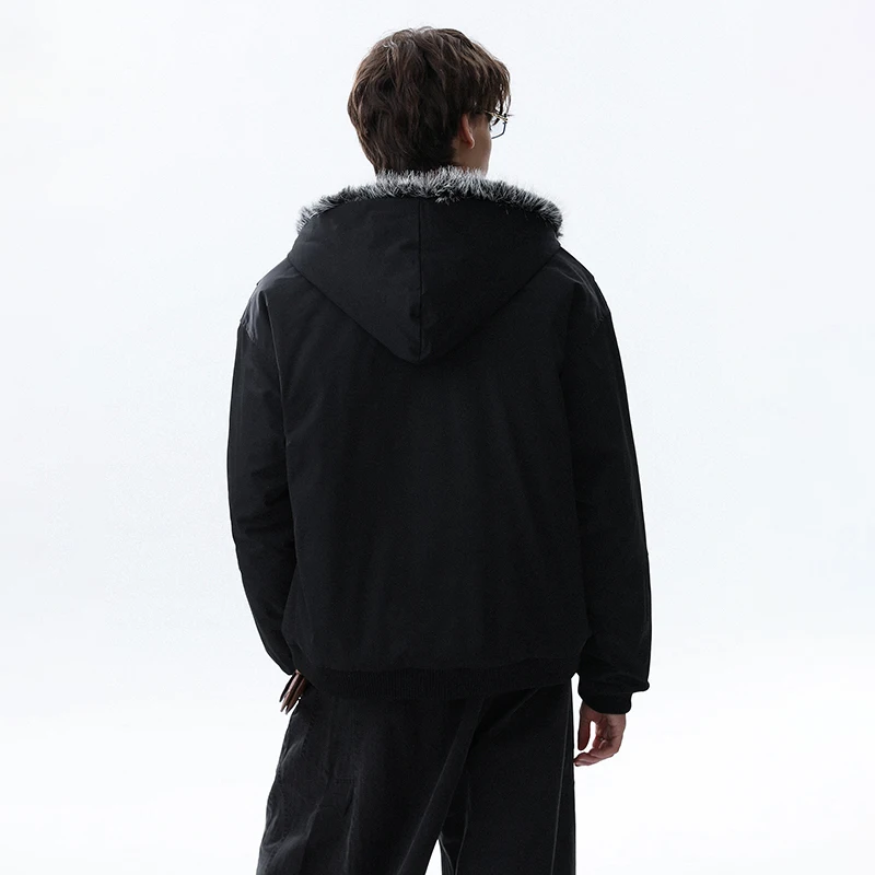 LUZHEN 2025 الشتاء أنيق فو الفراء المرقعة مقنعين سترة سترة الرجال بلون وسيم سميكة الدافئة معطف مبطّن JY5140