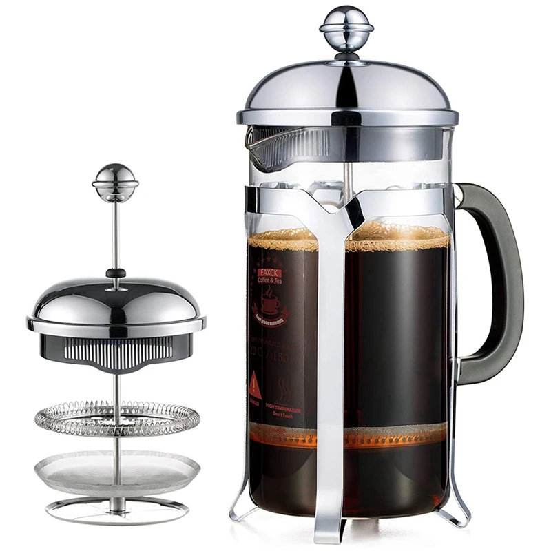 

French Press Coffee Maker,Press System,Heat Resistant Thickened Borosilicate Glass,Durable Easy Clean