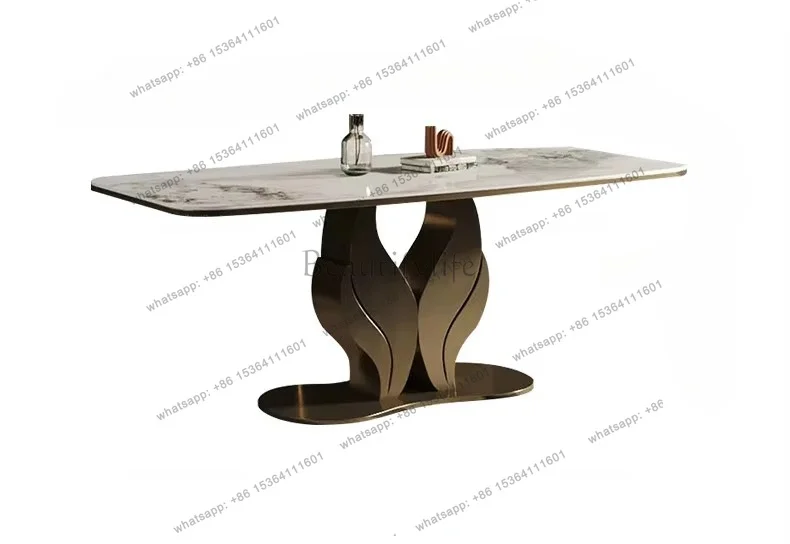 PG Dining Room Furniture Modern High-end Light Luxury Rectangular Dining Tables Italian Rock Slab Dining Table Chair Combination
