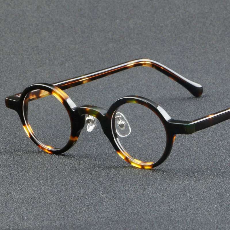 VCKA Acetate Myopia Glasses Frame Men Vintage Retro Small Round Eyeglasses Women Optical Prescription Eyewear -0.5 to -6.0