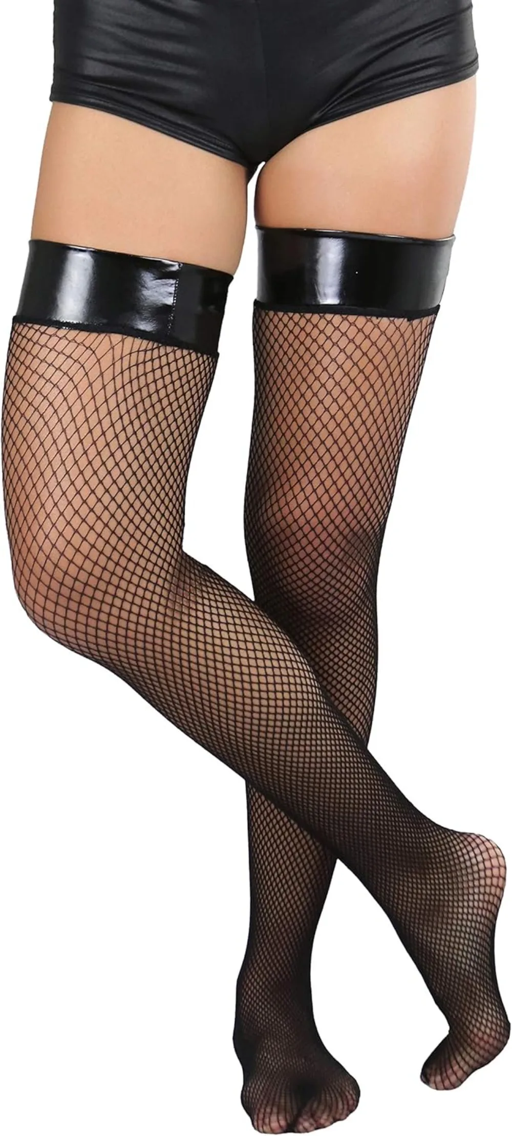 Sexy Damen-Overknee-Strümpfe aus Nylon mit feinem Netzdesign – Detail 5