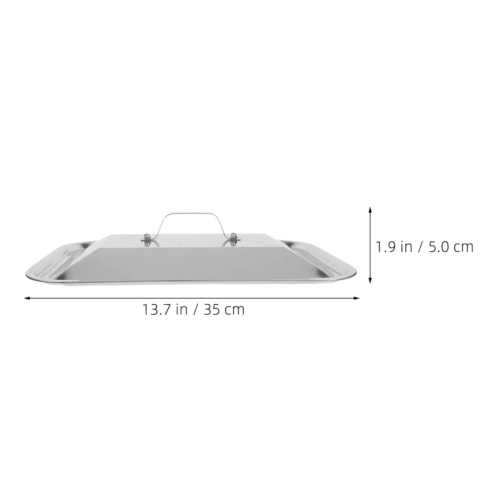 2Pcs Stainless Steel Rectangular Basting Cover Commercial Griddle Melting Dome Food Pan Lid Roasting Tray Steam Cover Serving