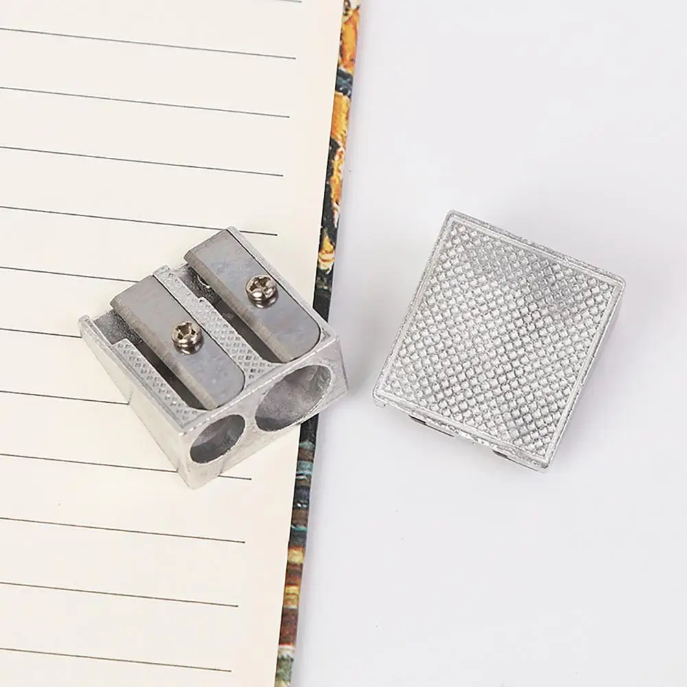 Comfortable Grip Pencil Sharpener Compact Metal Dual Hole Pencil Sharpener Sturdy Construction Portable Pen for Artists