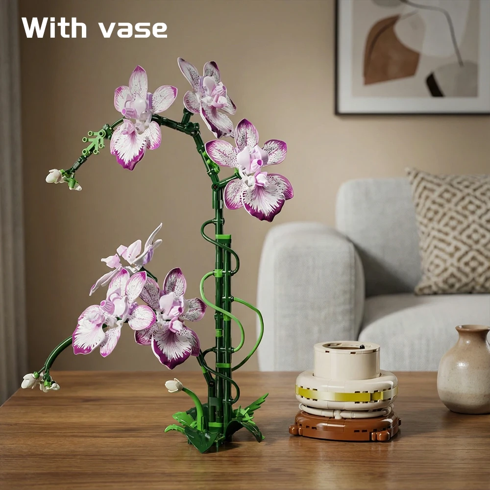 Dia dos namorados aniversário borboleta orquídea buquê tijolos presente para crianças meninas 696 pçs diy montagem brinquedo mesa decoração de flores novo