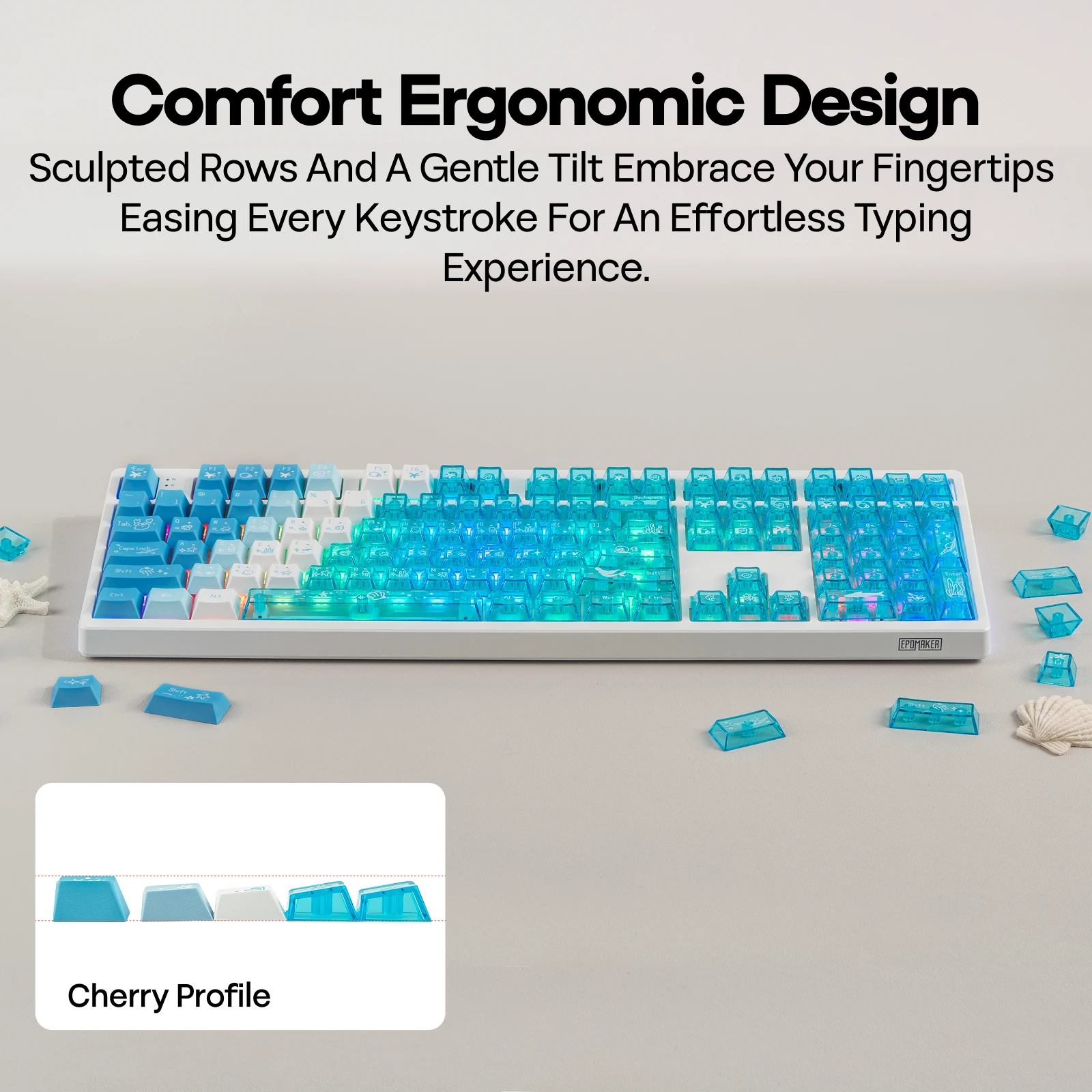 Custom EPOMAKER DuoChrome Shine Through Keycaps Set 150 Keys Cherry Profile Dye Sub for 65 75 TKL 96 Full Size Keyboard Gift