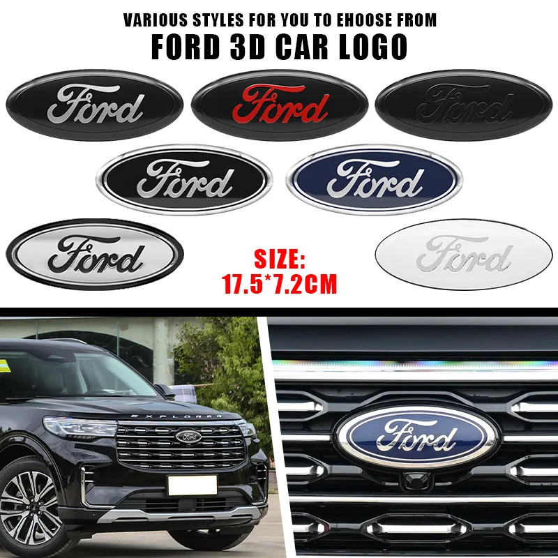 Emblem Kap Mesin Depan Mobil 114mm/150mm/175mm untuk Ford Fiesta Range Focus Mondeo Explorer Fusion Transit Edge Stiker Bagasi Belakang Mobil