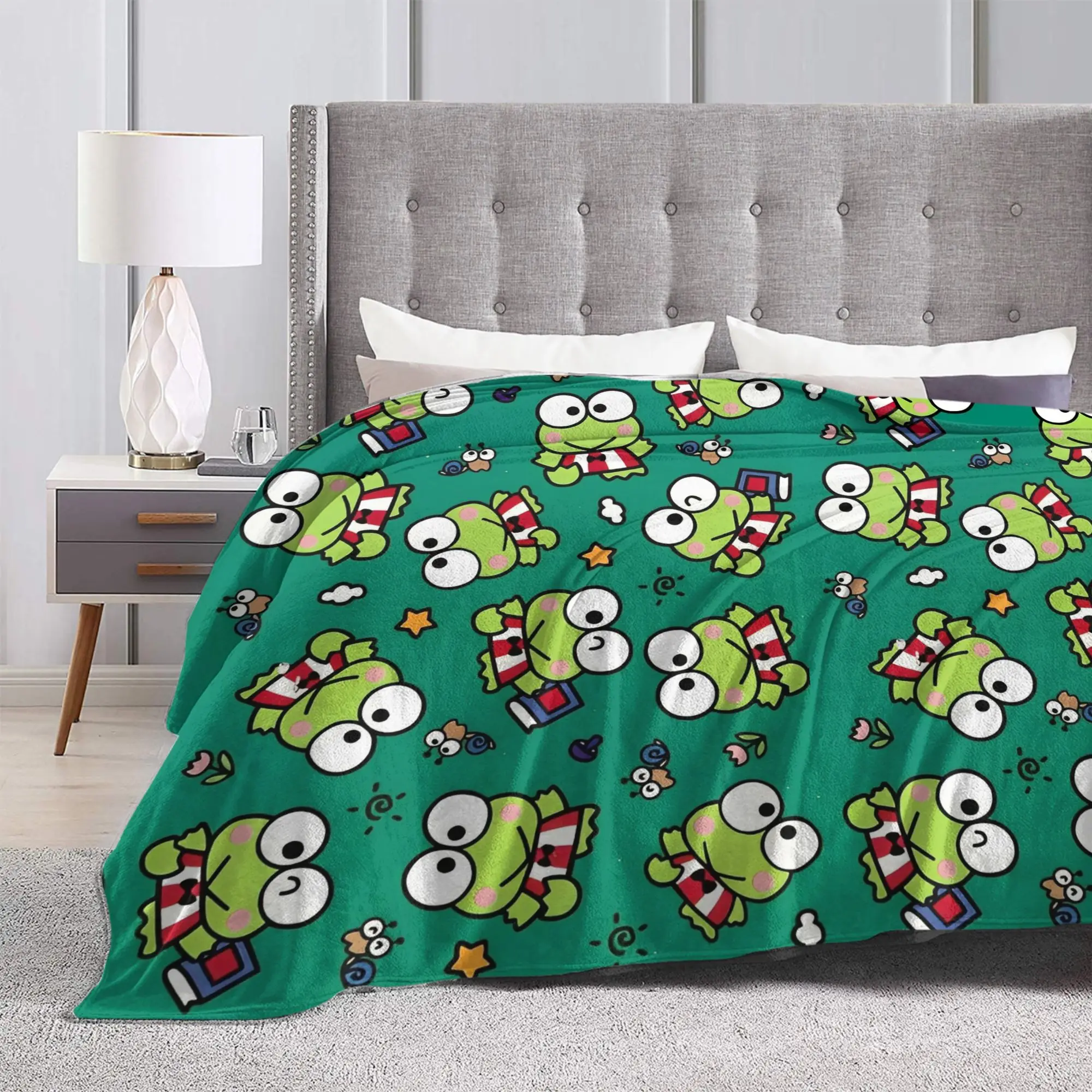 Simpatiche coperte Keroppi Decorazione in flanella Coperte sottili leggere multifunzione per divano Copriletto da esterno
