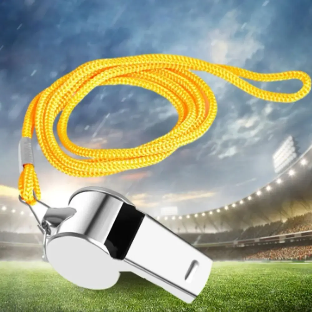 

Soccer Loud Metal Whistle Professional with Rope Stainless Steel Whistles Compact Wear Resistant Sport Whistle Party