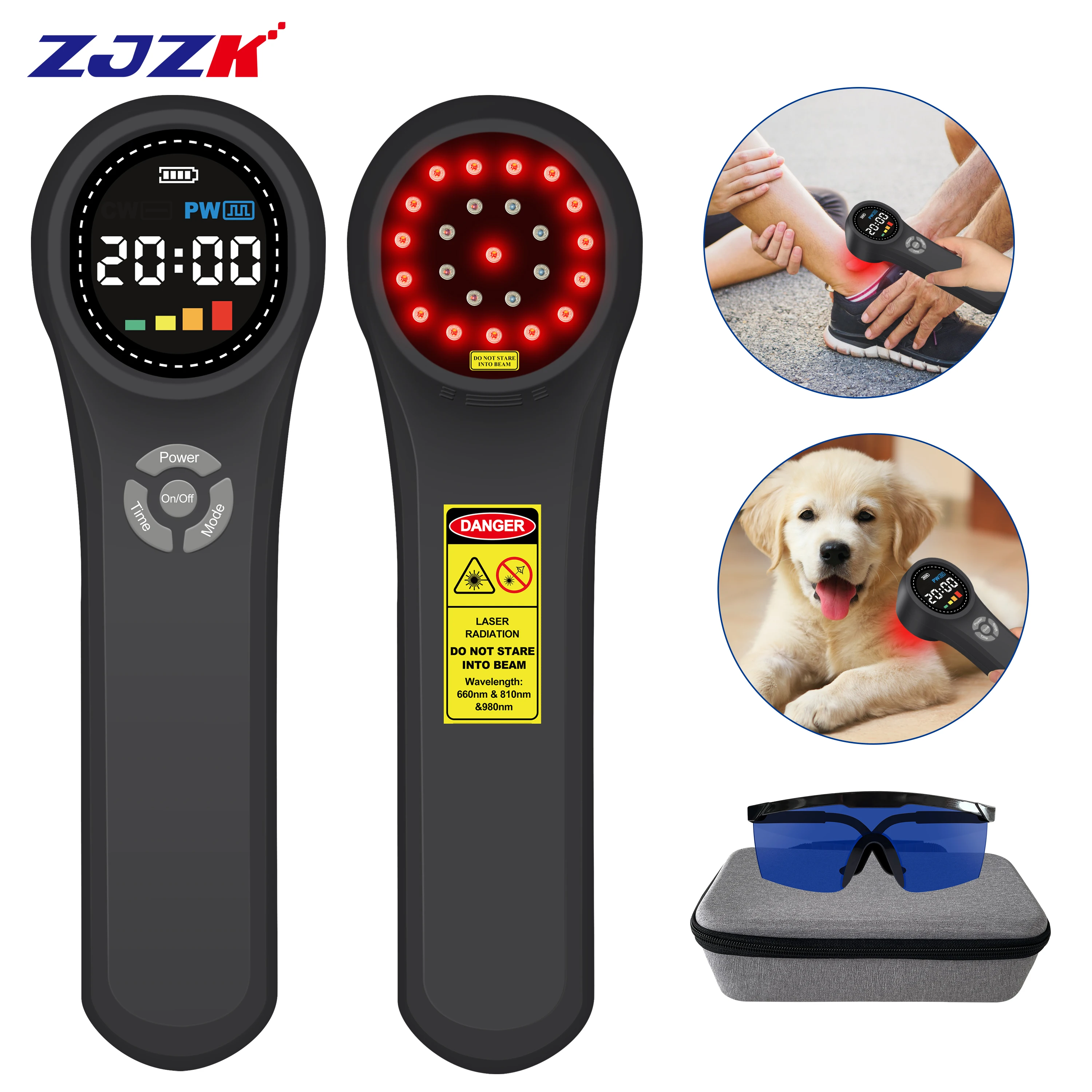 

ZJZK Lower Back Laser Treatment 660nm Red Light Therapy Device For Tmj Pain 810nmx4diodes+980nmx4diodes Acute And Chronic Pain